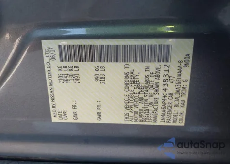 2017 Nissan Maxima 3.5 Sr from USA, damaged, VIN 1N4AA6AP4HC438312